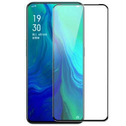 Oppo Reno Zore Kenarları Kırılmaya Dayanıklı Cam Ekran Koruyucu Siyah