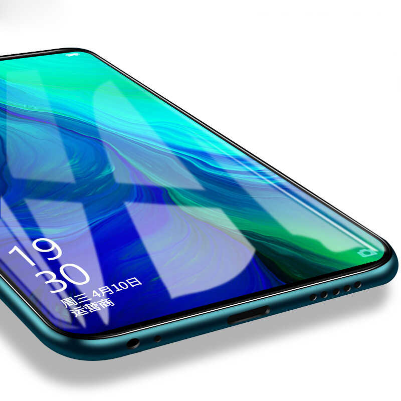 Oppo Reno Zore Kenarları Kırılmaya Dayanıklı Cam Ekran Koruyucu Siyah