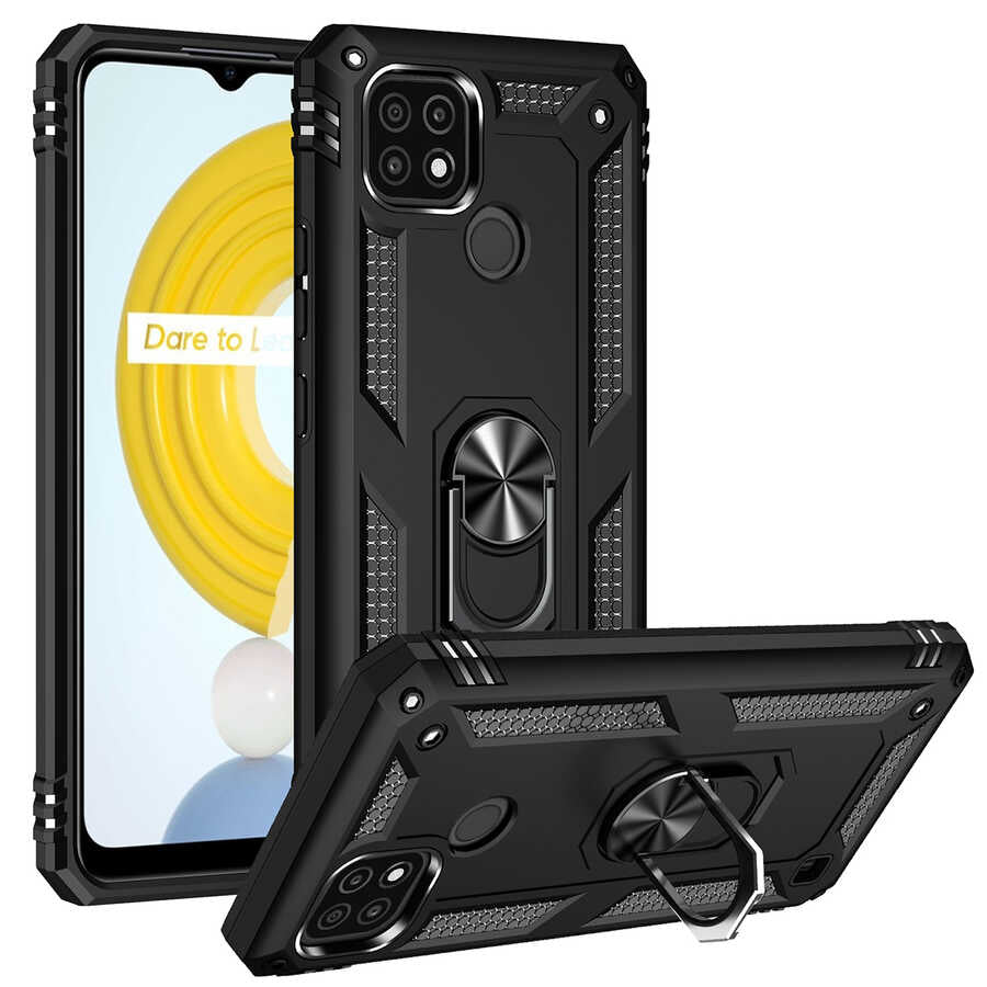 Realme C21 Kılıf Zore Vega Kapak Siyah