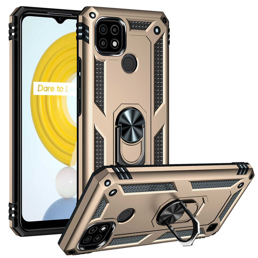 Realme C21 Kılıf Zore Vega Kapak Gold