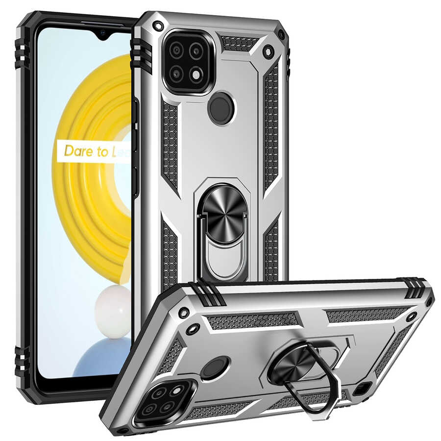 Realme C21 Kılıf Zore Vega Kapak Gri