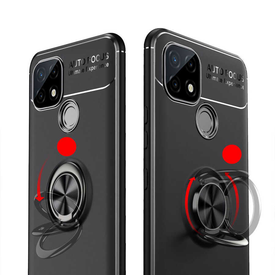 Realme C25 Kılıf Zore Ravel Silikon Kapak Siyah-Kırmızı