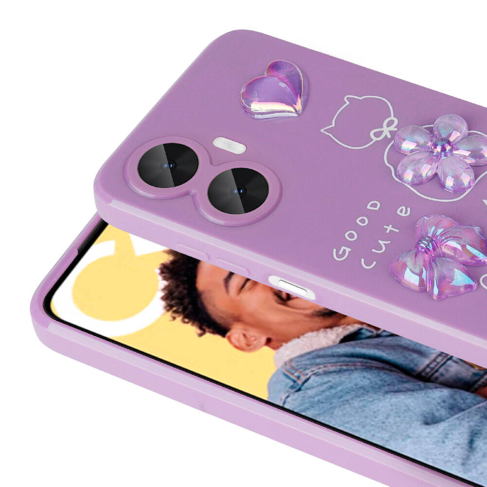 Realme C55 Kılıf Kabartma Figürlü Parlak Zore Toys Silikon Kapak Açık Yeşil