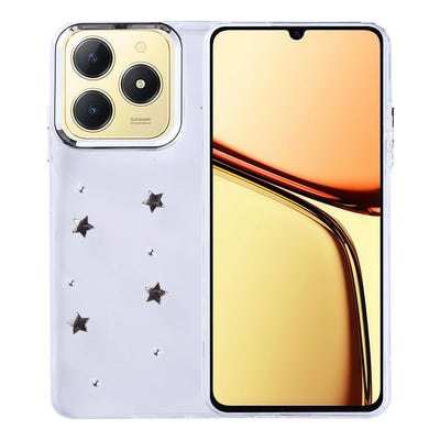 Realme C61 Kılıf Airbag Tasarımlı Simli Şeffaf Zore Kutup Kapak Fiyonk