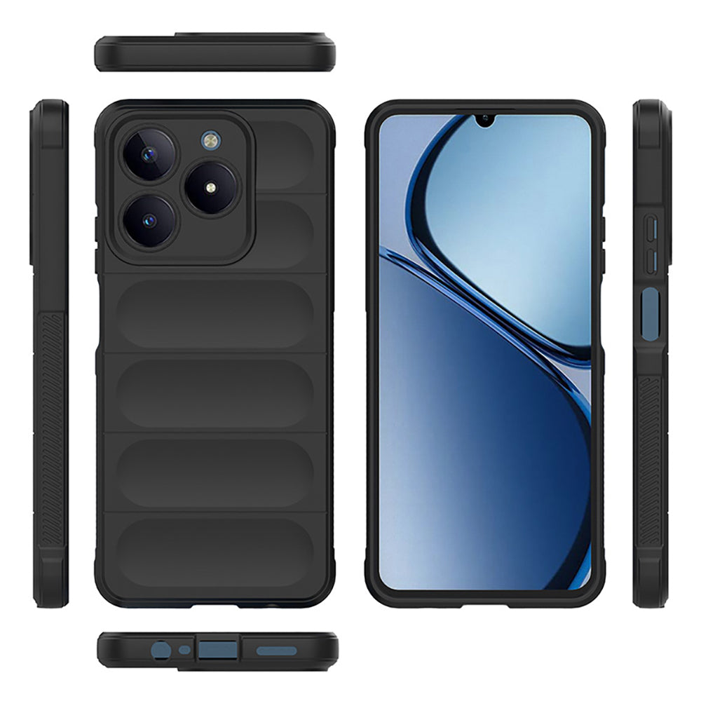 Realme C61 Kılıf Esnek TPU Oyuklu Arka Yüzey Tasarımlı Zore Etnik Silikon Kapak Siyah