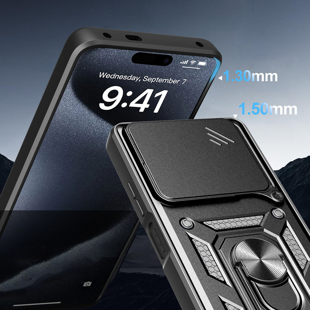 Realme Note 60 Kılıf Magnetik Standlı Kamera Korumalı Zore Sürgülü Vega Kapak Siyah