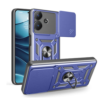 Realme Note 60 Kılıf Magnetik Standlı Kamera Korumalı Zore Sürgülü Vega Kapak Mavi