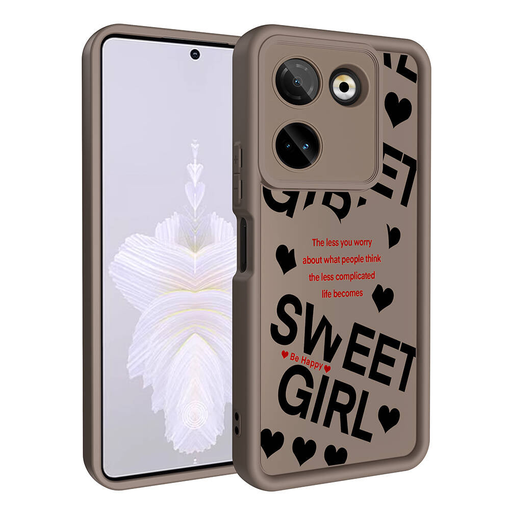 Tecno Camon 20 Pro 4G Kılıf Kamera Korumalı Baskılı Arka Yüzey Zore Klas Kapak Koyu Kahve