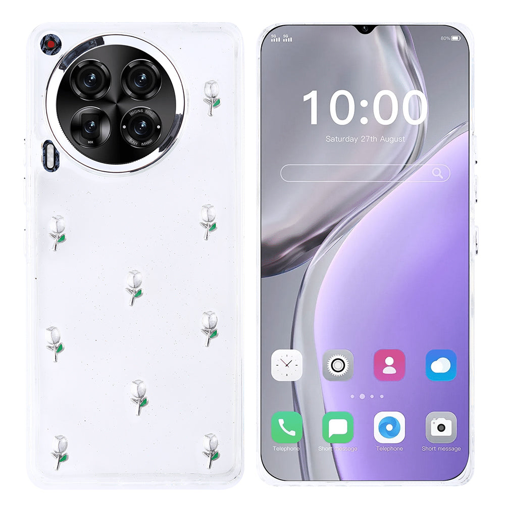 Tecno Camon 30 4G Kılıf Airbag Tasarımlı Simli Şeffaf Zore Kutup Kapak Fiyonk