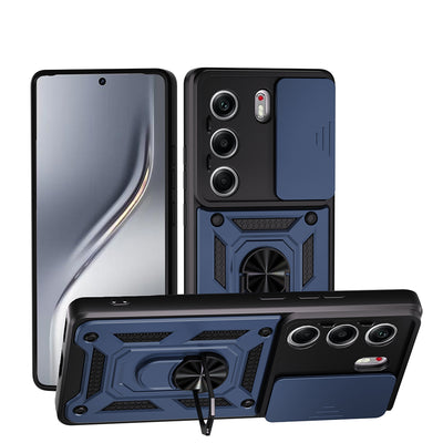 Tecno Camon 40 4G Kılıf Magnetik Standlı Kamera Korumalı Zore Sürgülü Vega Kapak Siyah