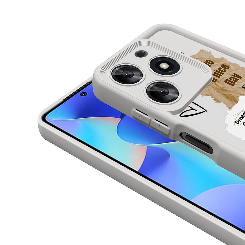 Tecno Spark 10 Pro 4G Kılıf Kamera Korumalı Baskılı Arka Yüzey Zore Klas Kapak Beyaz