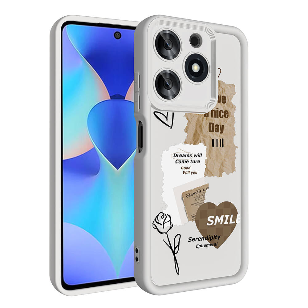 Tecno Spark 10 Pro 4G Kılıf Kamera Korumalı Baskılı Arka Yüzey Zore Klas Kapak Beyaz