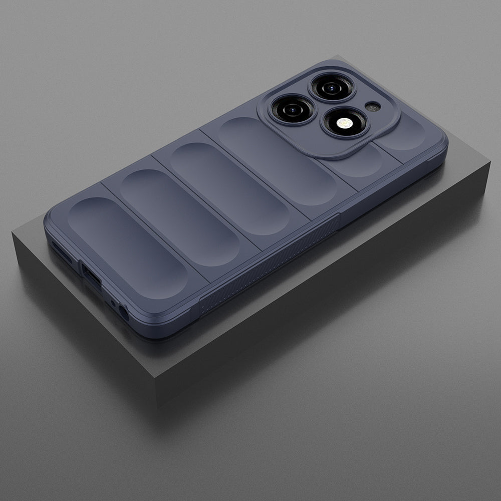 Tecno Spark 20 Case Flexible TPU Hollow Back Surface Design Zore Ethnic Silicone Cover Navy Blue