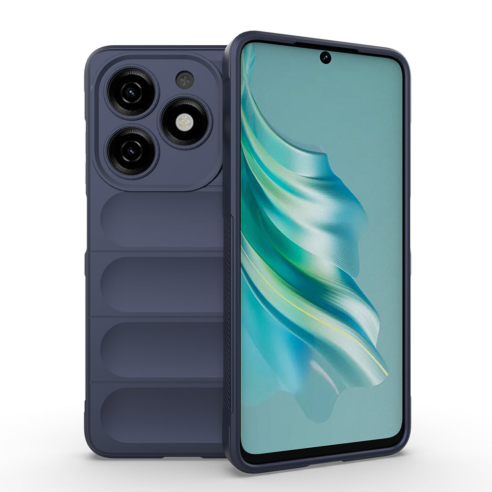 Tecno Spark 20 Case Flexible TPU Hollow Back Surface Design Zore Ethnic Silicone Cover Navy Blue