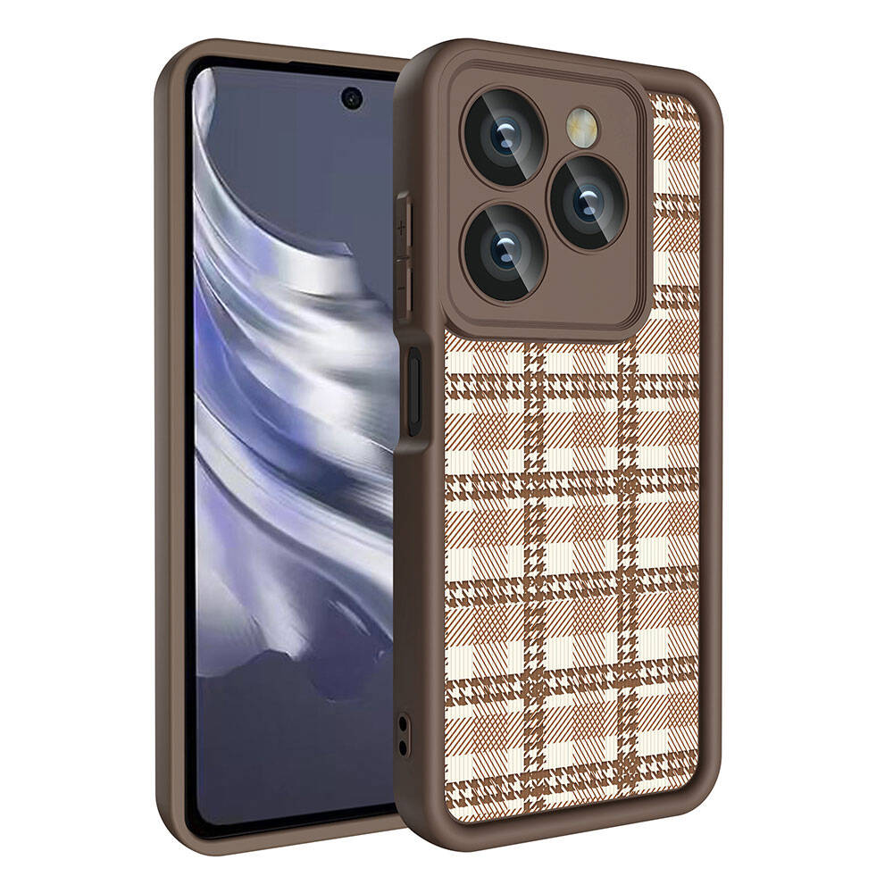 Tecno Spark 20 Kılıf Kamera Korumalı Baskılı Arka Yüzey Zore Klas Kapak Açık Kahve