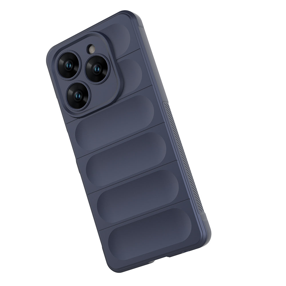 Tecno Spark 20 Pro 4G Kılıf Esnek TPU Oyuklu Arka Yüzey Tasarımlı Zore Etnik Silikon Kapak Lacivert