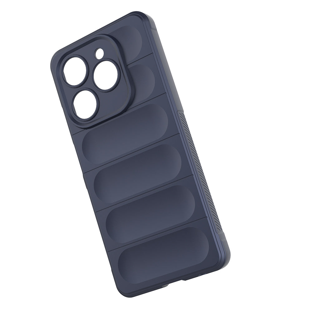 Tecno Spark 20 Pro 4G Kılıf Esnek TPU Oyuklu Arka Yüzey Tasarımlı Zore Etnik Silikon Kapak Lacivert