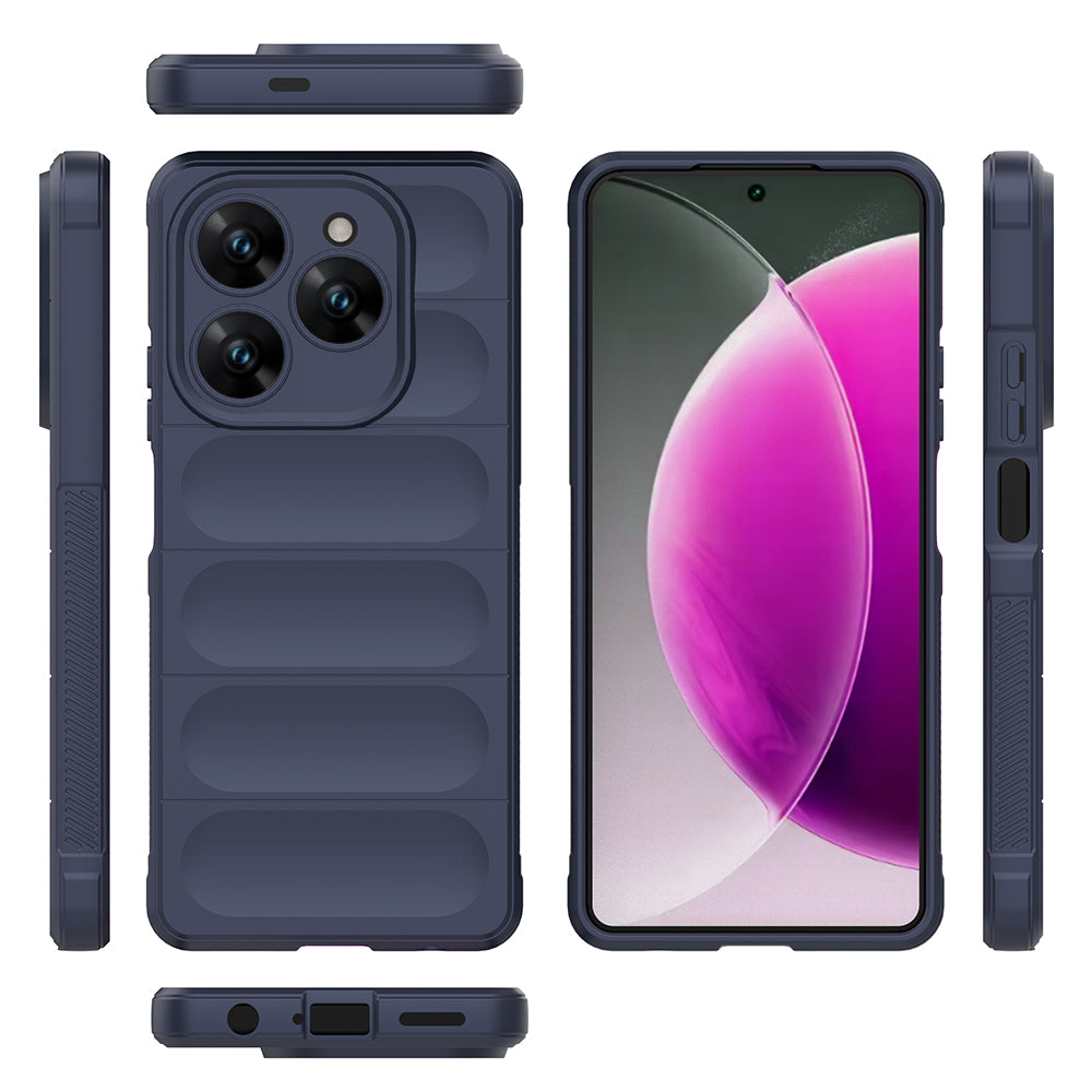 Tecno Spark 20 Pro 4G Kılıf Esnek TPU Oyuklu Arka Yüzey Tasarımlı Zore Etnik Silikon Kapak Lacivert