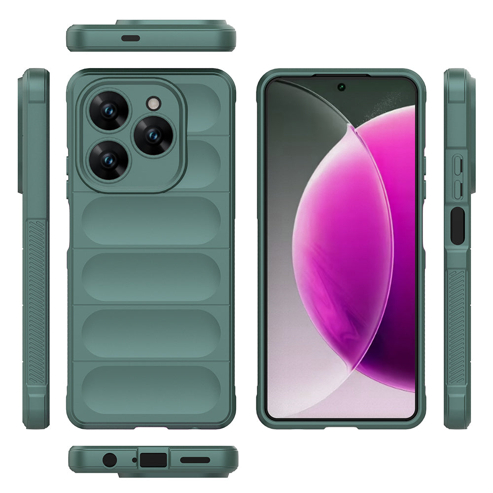 Tecno Spark 20 Pro 4G Kılıf Esnek TPU Oyuklu Arka Yüzey Tasarımlı Zore Etnik Silikon Kapak Lacivert