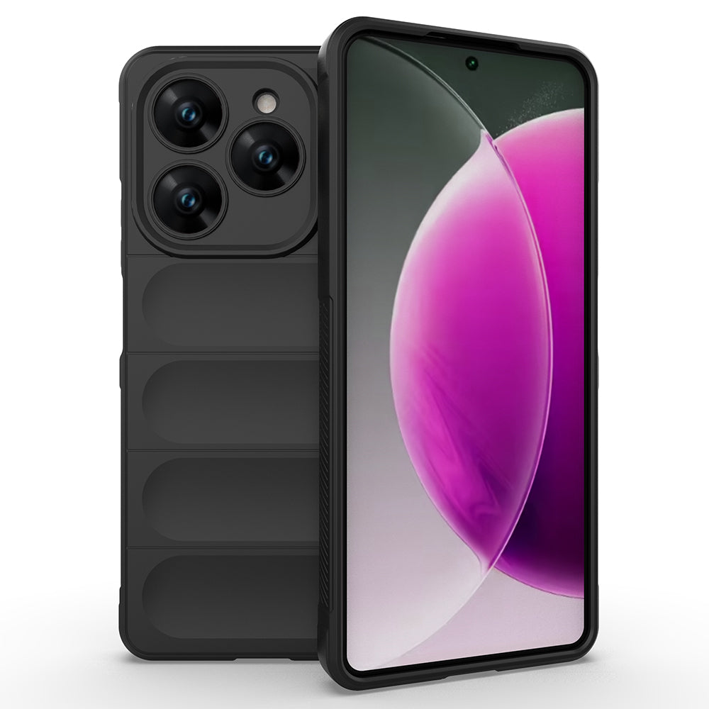 Tecno Spark 20 Pro 4G Kılıf Esnek TPU Oyuklu Arka Yüzey Tasarımlı Zore Etnik Silikon Kapak Lacivert