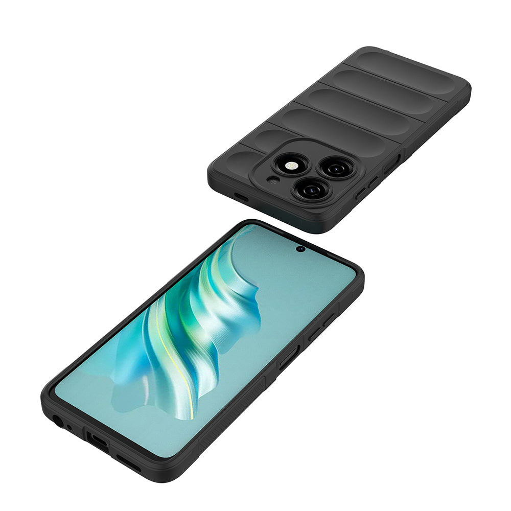 Tecno Spark 20C Kılıf Esnek TPU Oyuklu Arka Yüzey Tasarımlı Zore Etnik Silikon Kapak Lacivert