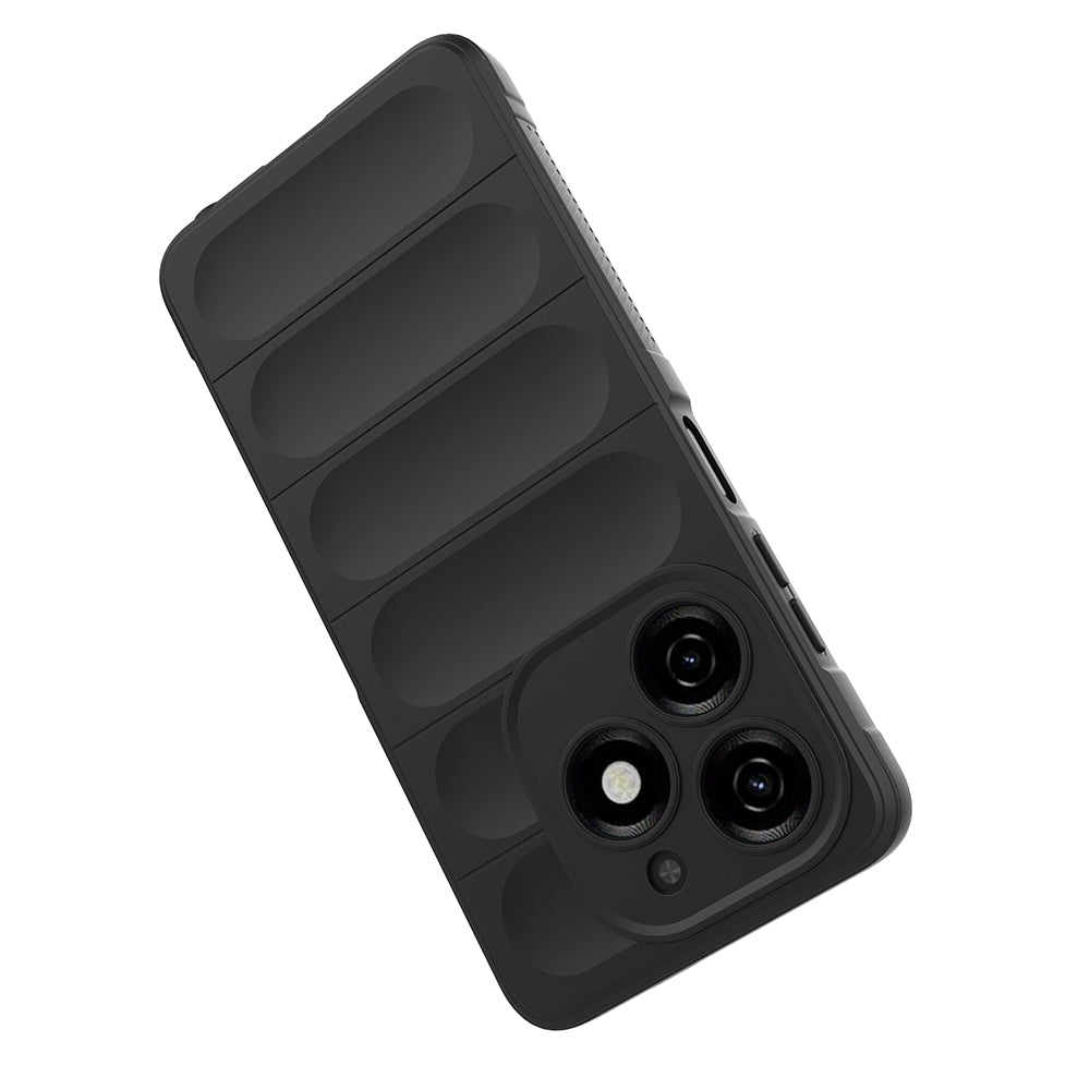 Tecno Spark 20C Kılıf Esnek TPU Oyuklu Arka Yüzey Tasarımlı Zore Etnik Silikon Kapak Siyah