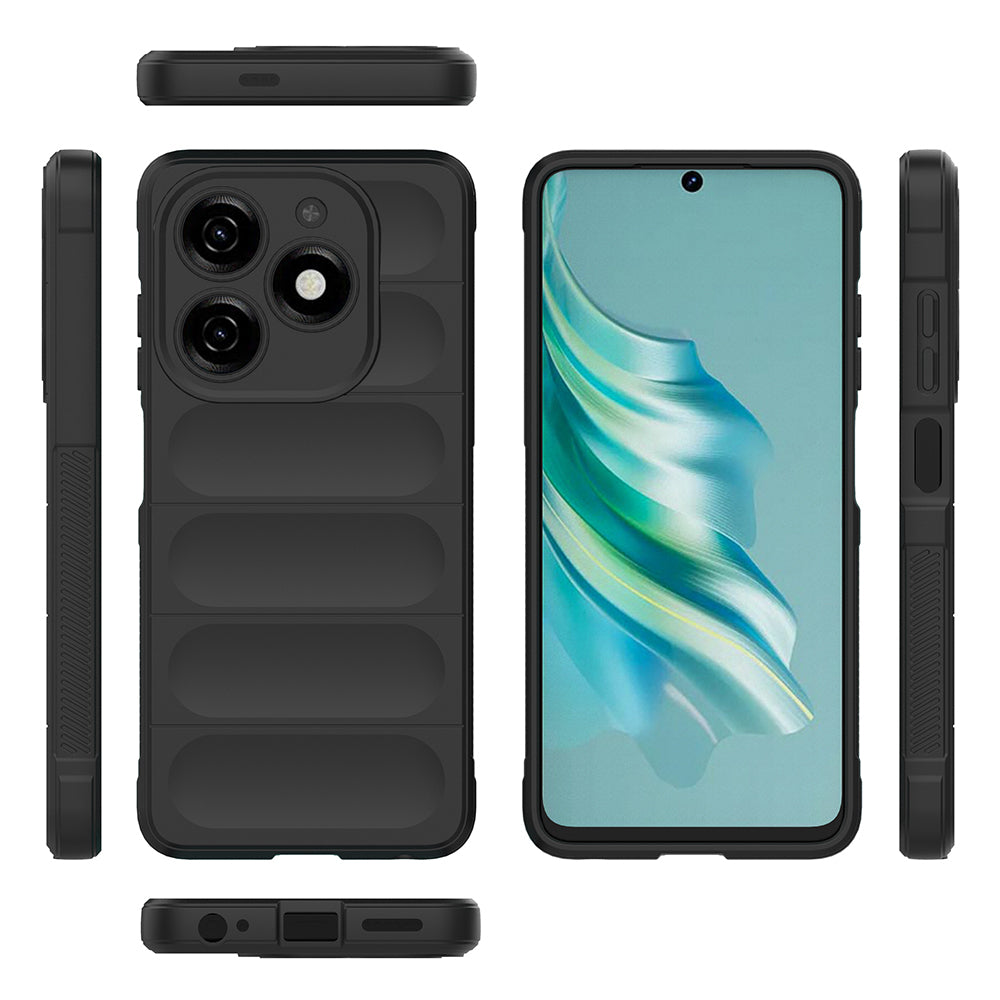 Tecno Spark 20C Kılıf Esnek TPU Oyuklu Arka Yüzey Tasarımlı Zore Etnik Silikon Kapak Siyah
