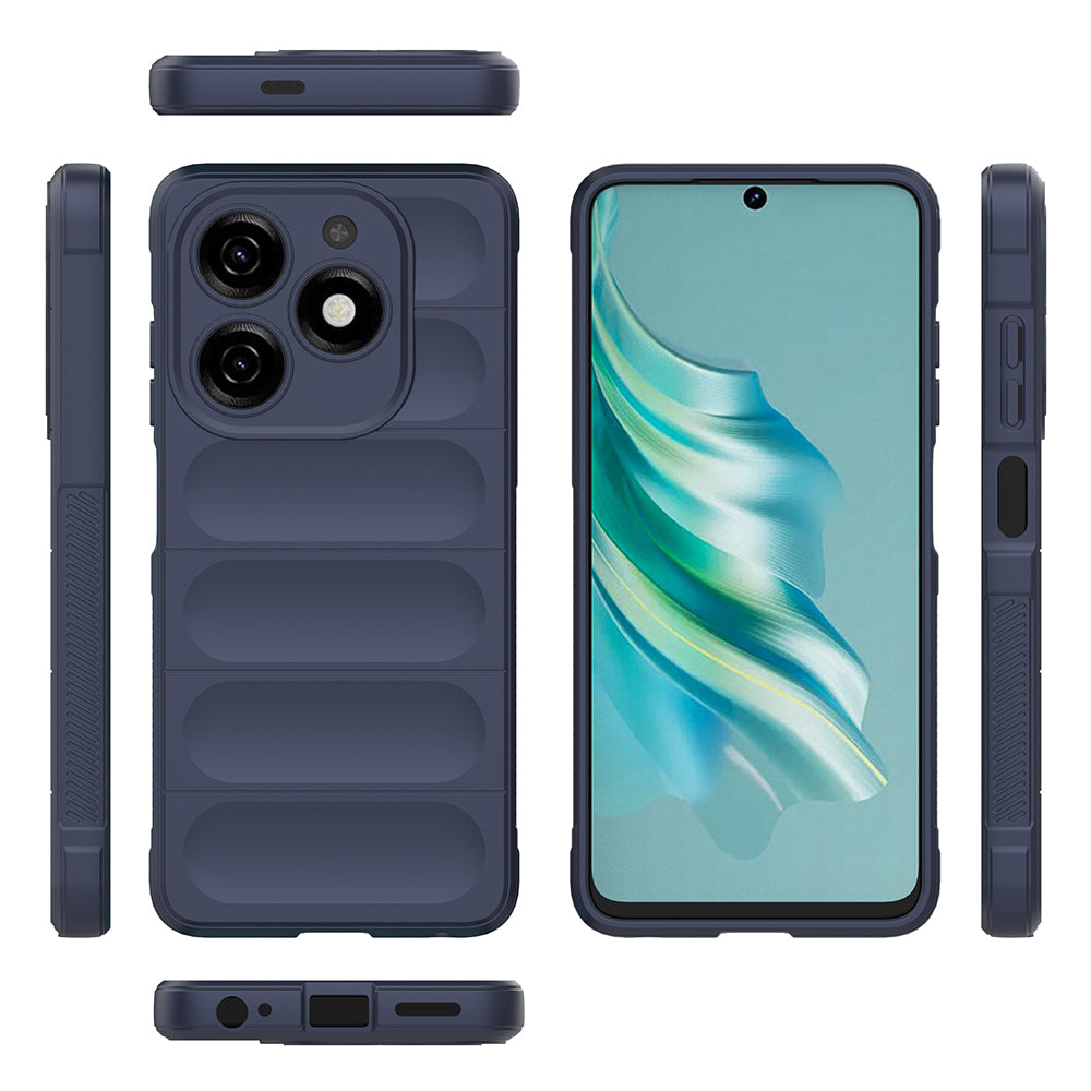 Tecno Spark 20C Kılıf Esnek TPU Oyuklu Arka Yüzey Tasarımlı Zore Etnik Silikon Kapak Lacivert