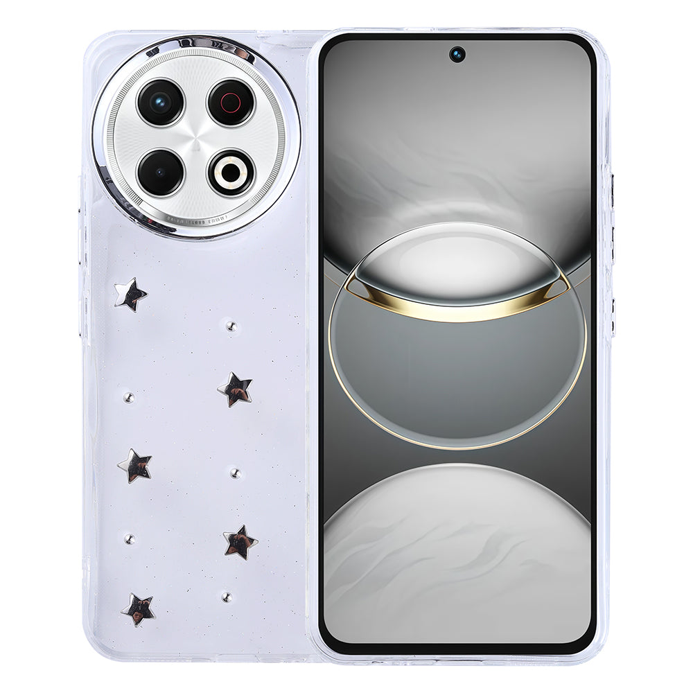 Tecno Spark 30 Pro Kılıf Airbag Tasarımlı Simli Şeffaf Zore Kutup Kapak Yıldız
