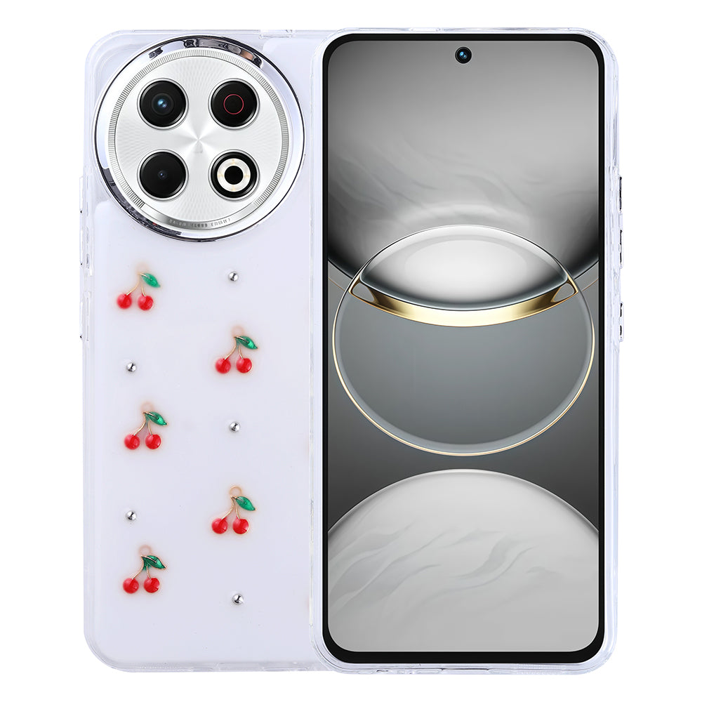 Tecno Spark 30 Pro Kılıf Airbag Tasarımlı Simli Şeffaf Zore Kutup Kapak Kiraz