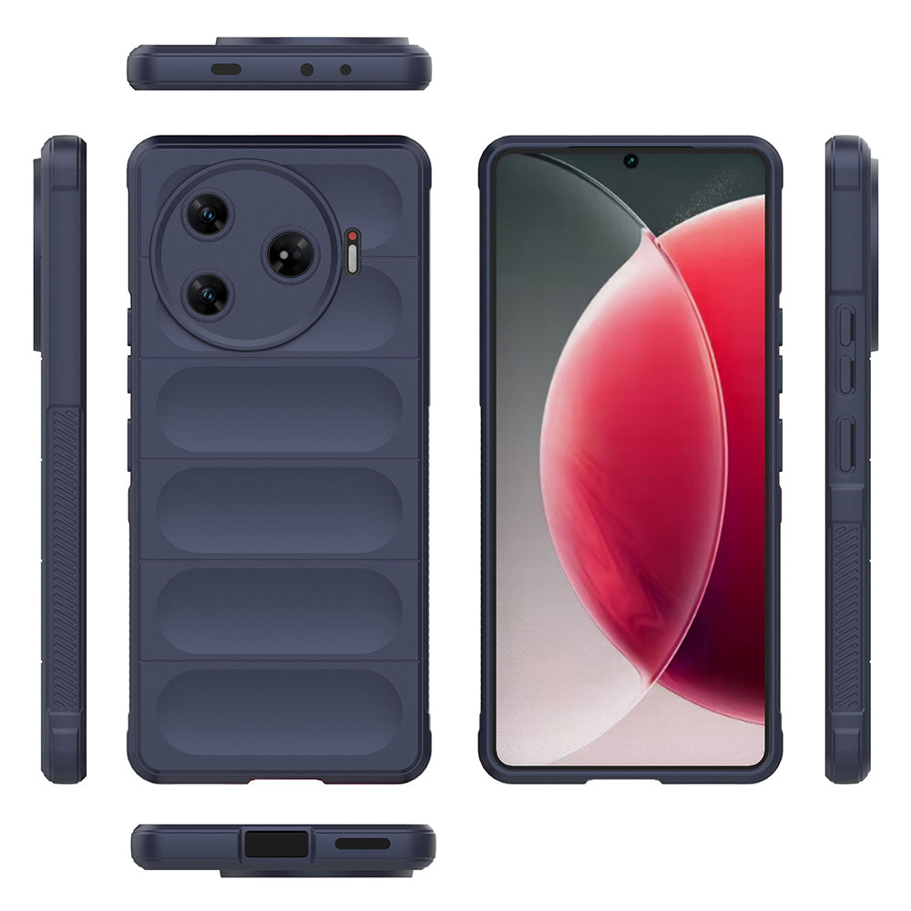 Tecno Spark 30 Pro Kılıf Esnek TPU Oyuklu Arka Yüzey Tasarımlı Zore Etnik Silikon Kapak Lacivert