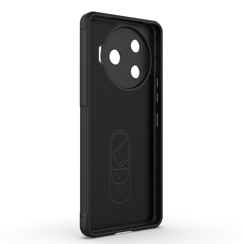 Tecno Spark 30 Pro Kılıf Esnek TPU Oyuklu Arka Yüzey Tasarımlı Zore Etnik Silikon Kapak Siyah
