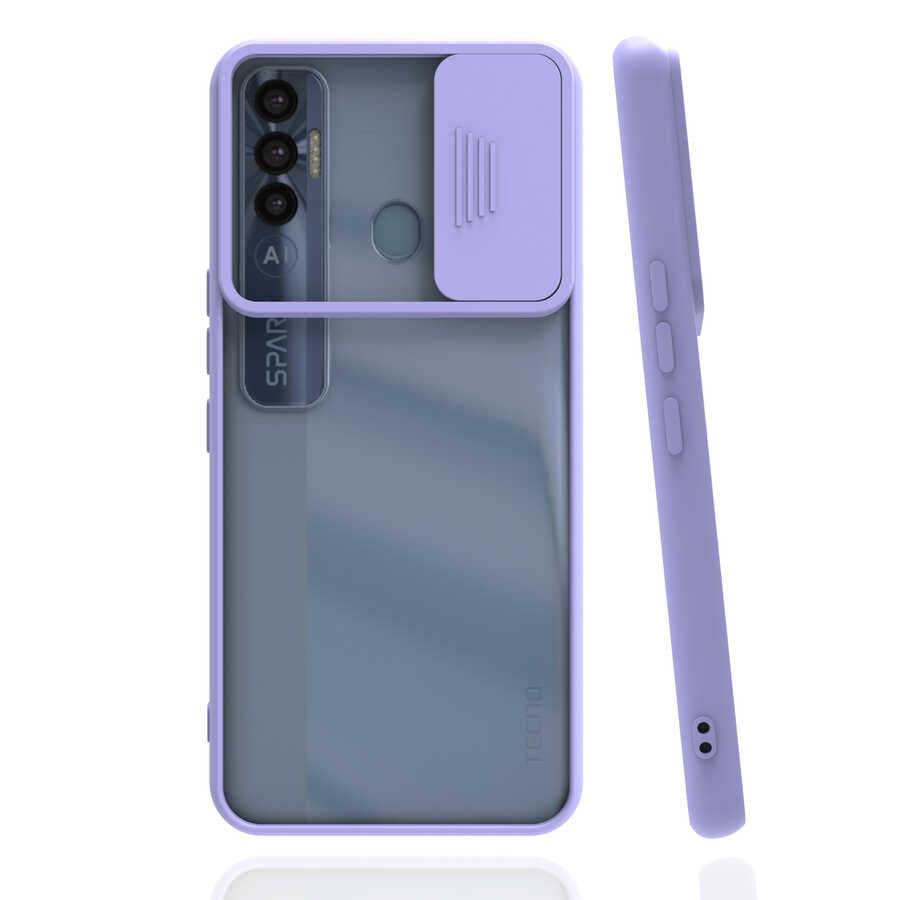 Tecno Spark 7 Pro Kılıf Zore Lensi Kapak Lila