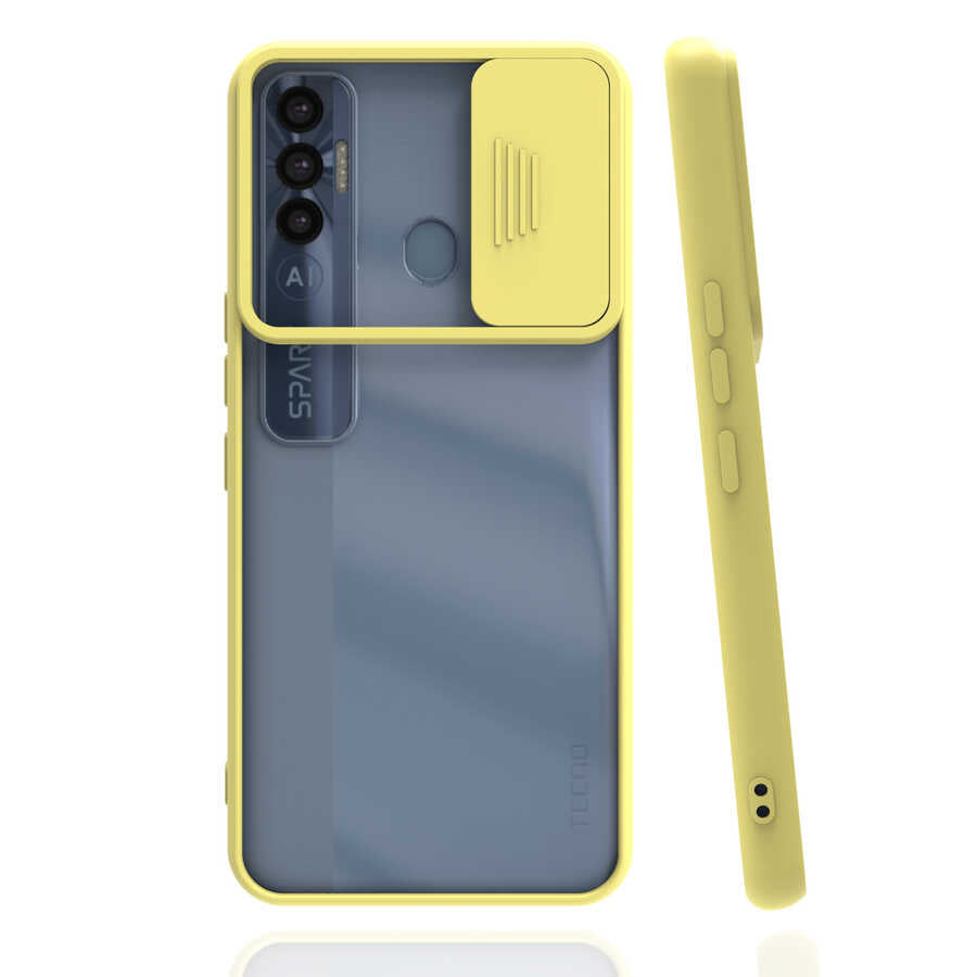 Tecno Spark 7 Pro Kılıf Zore Lensi Kapak Sarı