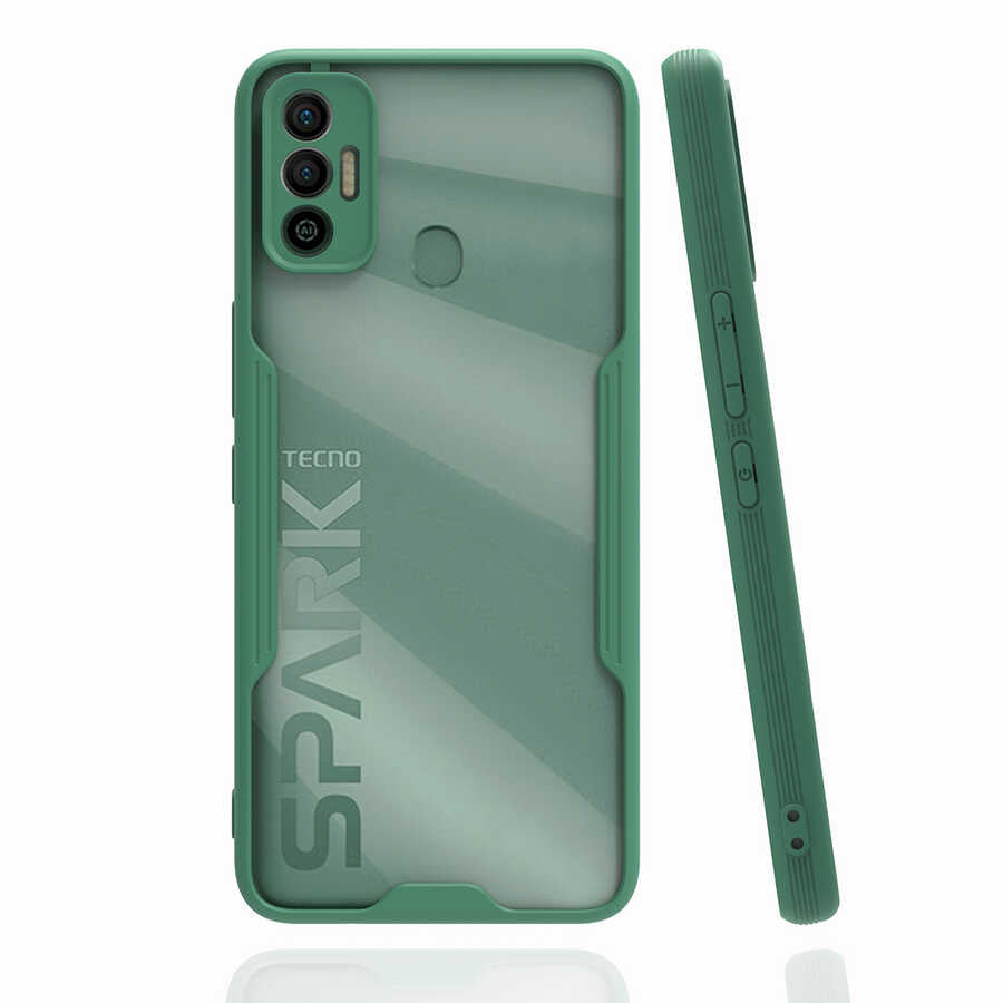 Tecno Spark 7T Kılıf Zore Parfe Kapak Koyu Yeşil