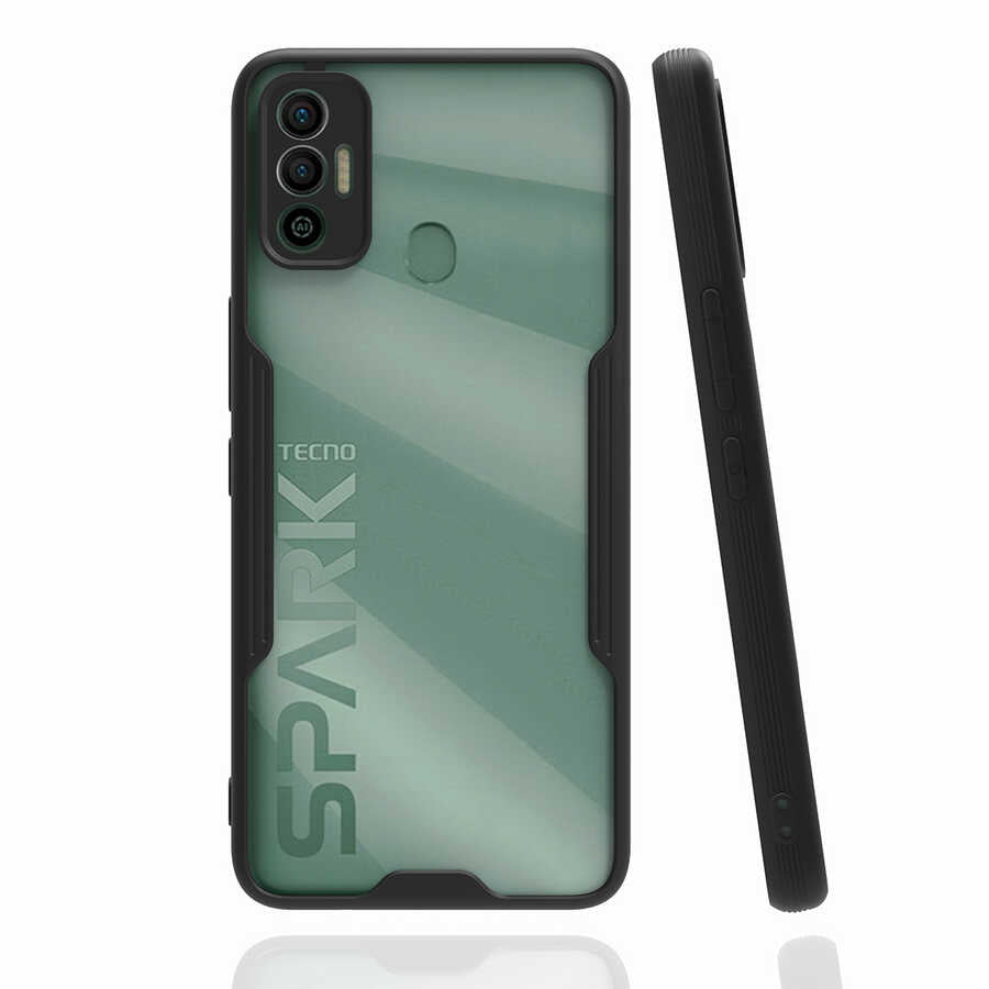 Tecno Spark 7T Kılıf Zore Parfe Kapak Siyah