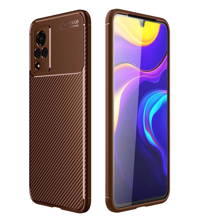 Vivo V21 Kılıf Zore Negro Silikon Kapak Kahverengi
