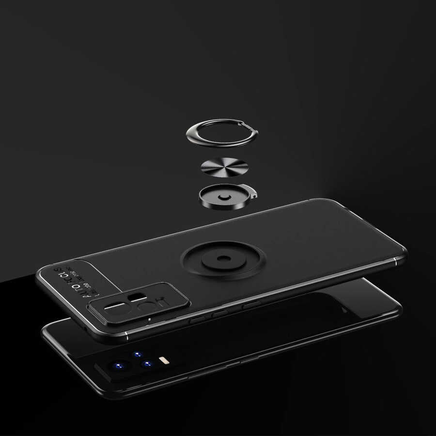 Vivo V21E Kılıf Zore Ravel Silikon Kapak Siyah-Mavi