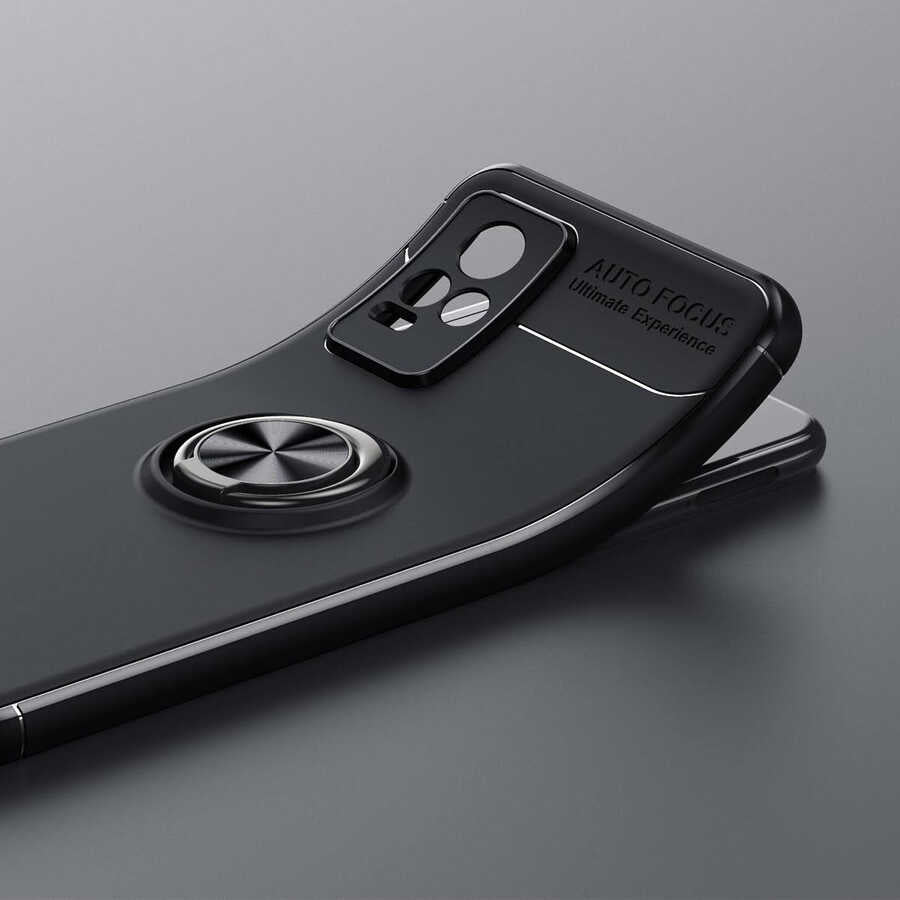 Vivo V21E Kılıf Zore Ravel Silikon Kapak Siyah-Rose Gold