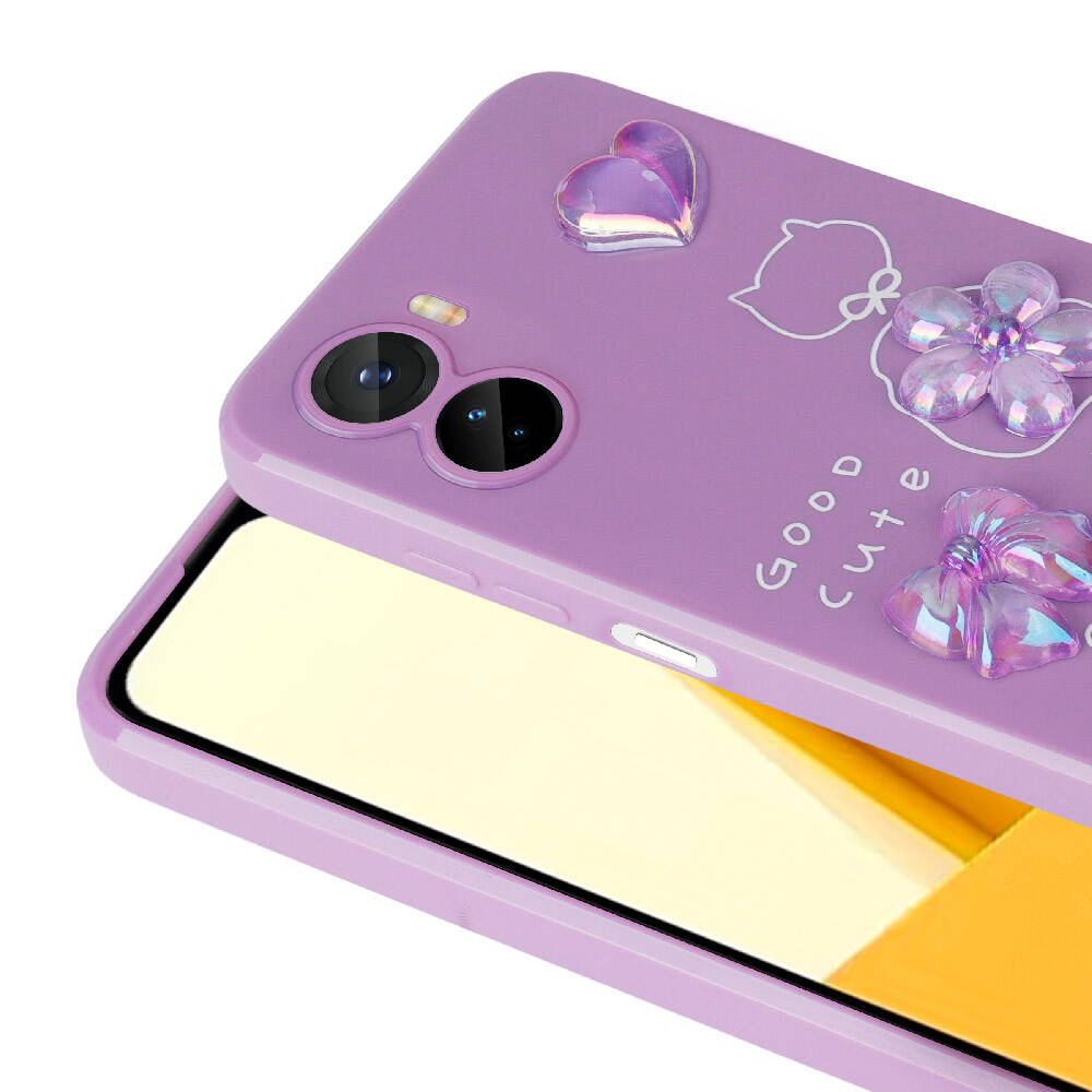 Vivo Y16 Kılıf Kabartma Figürlü Parlak Zore Toys Silikon Kapak Beyaz