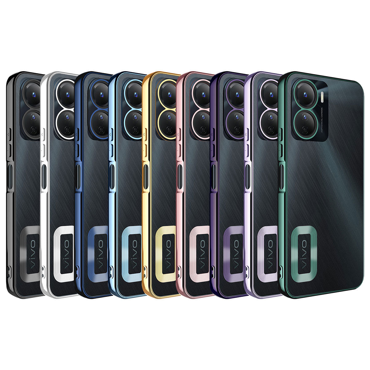 Vivo Y16 Kılıf Kamera Korumalı Logo Gösteren Zore Omega Kapak Sierra Mavi