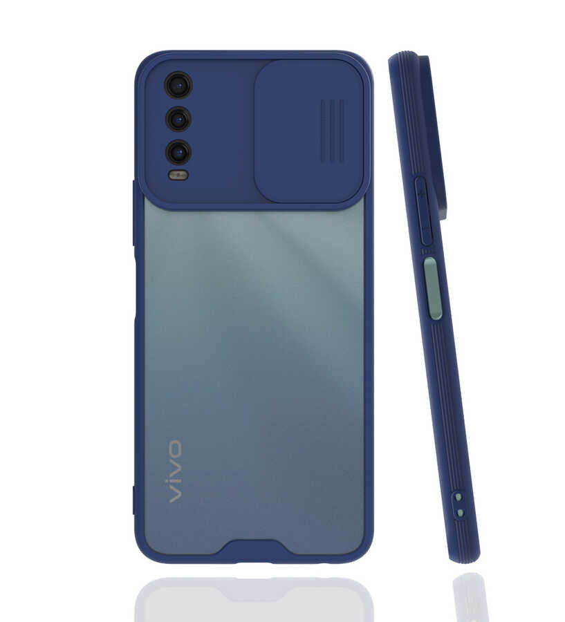 Vivo Y20 Kılıf Zore Lensi Kapak Lacivert