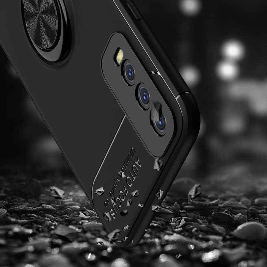 Vivo Y20 Kılıf Zore Ravel Silikon Kapak Siyah-Mavi