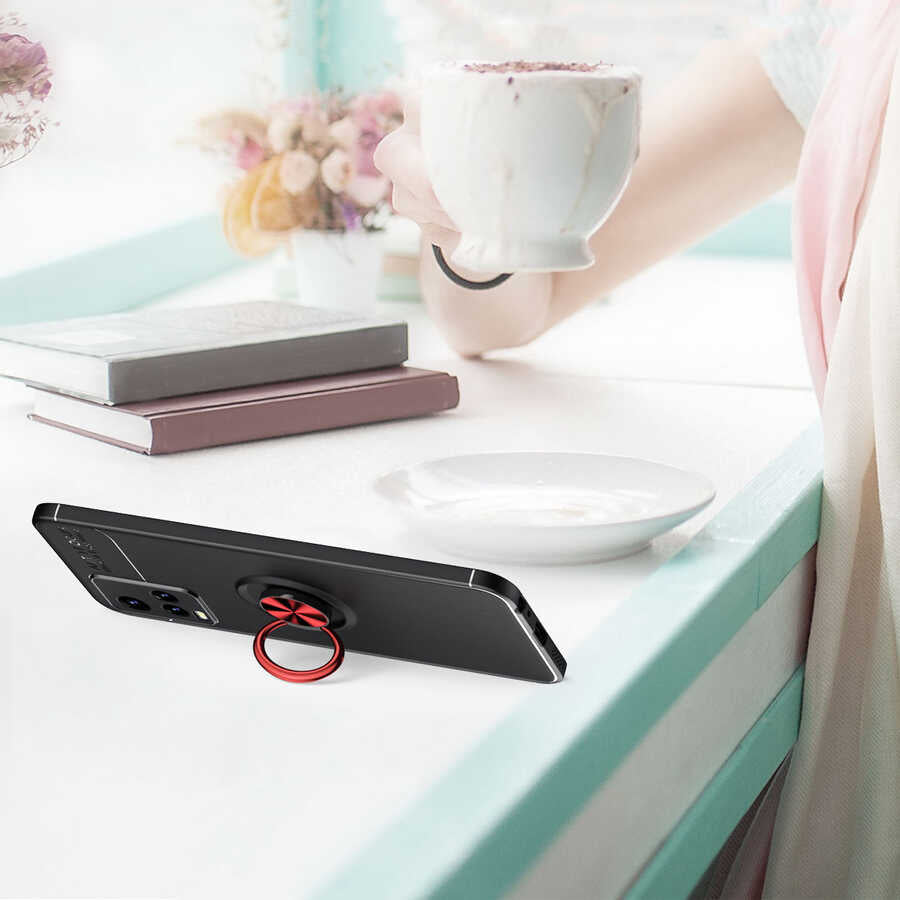 Vivo Y21S Kılıf Zore Ravel Silikon Kapak Siyah-Mavi