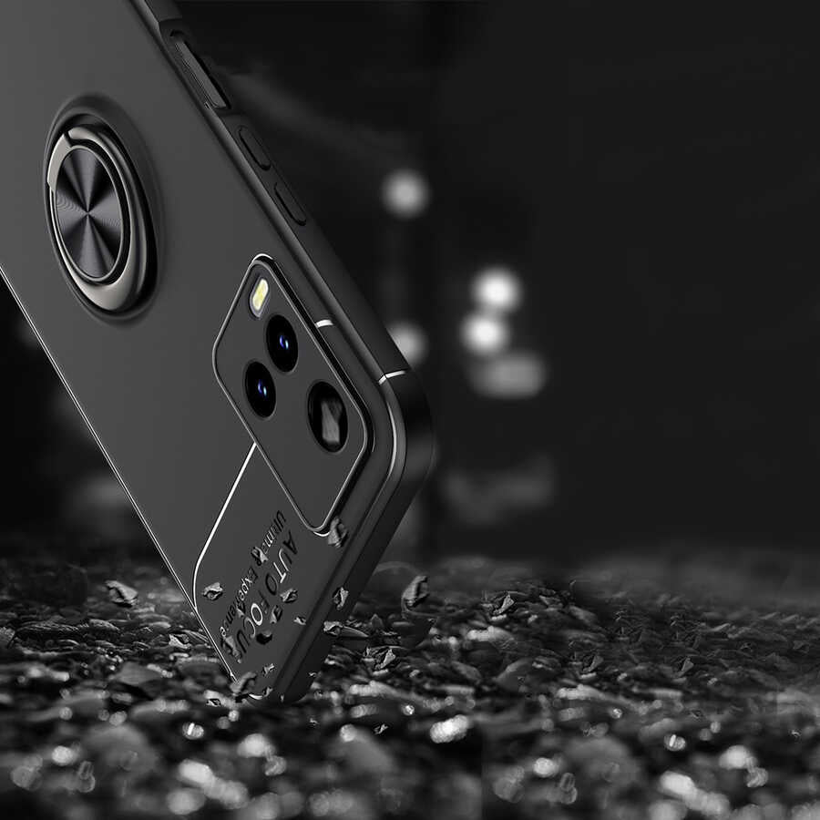 Vivo Y32 Kılıf Zore Ravel Silikon Kapak Siyah-Rose Gold
