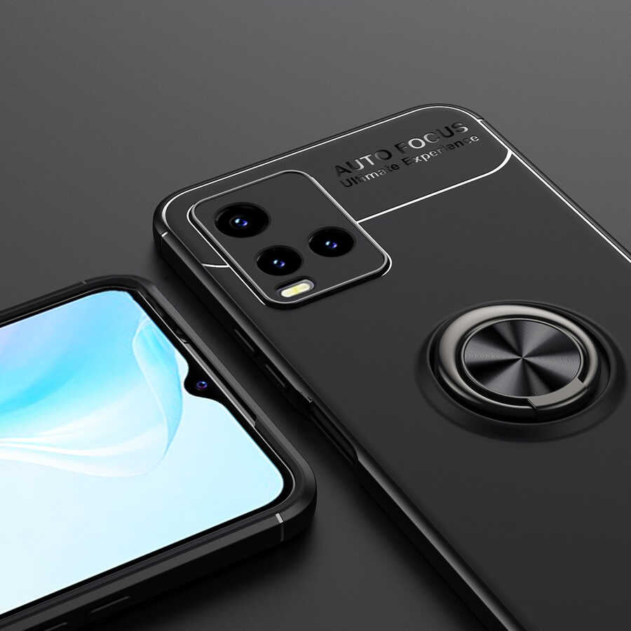 Vivo Y32 Kılıf Zore Ravel Silikon Kapak Siyah-Mavi