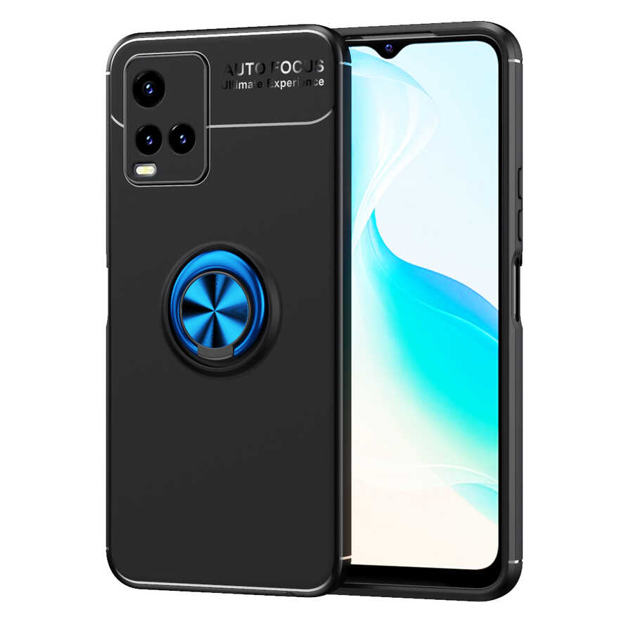 Vivo Y32 Kılıf Zore Ravel Silikon Kapak Siyah-Mavi