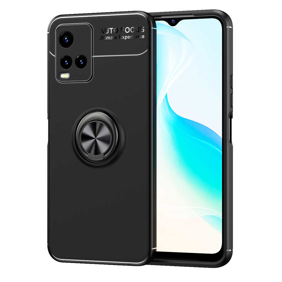 Vivo Y33S Kılıf Zore Ravel Silikon Kapak Siyah-Kırmızı