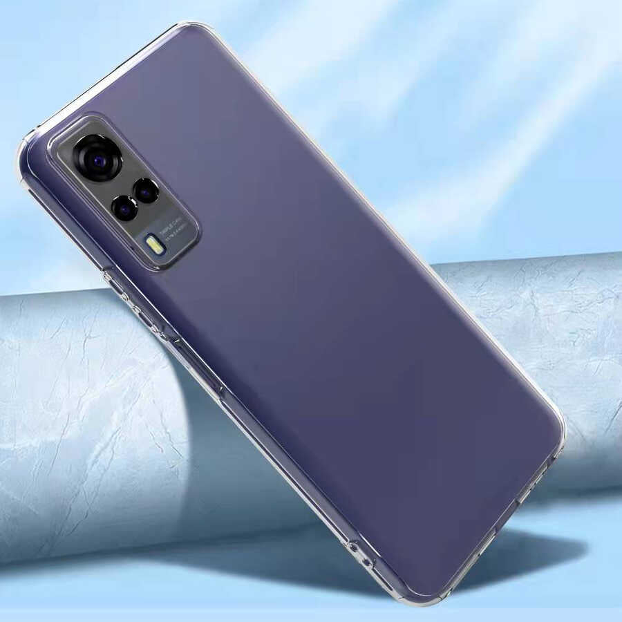Vivo Y53S 4G Kılıf Zore Kamera Korumalı Süper Silikon Kapak Renksiz