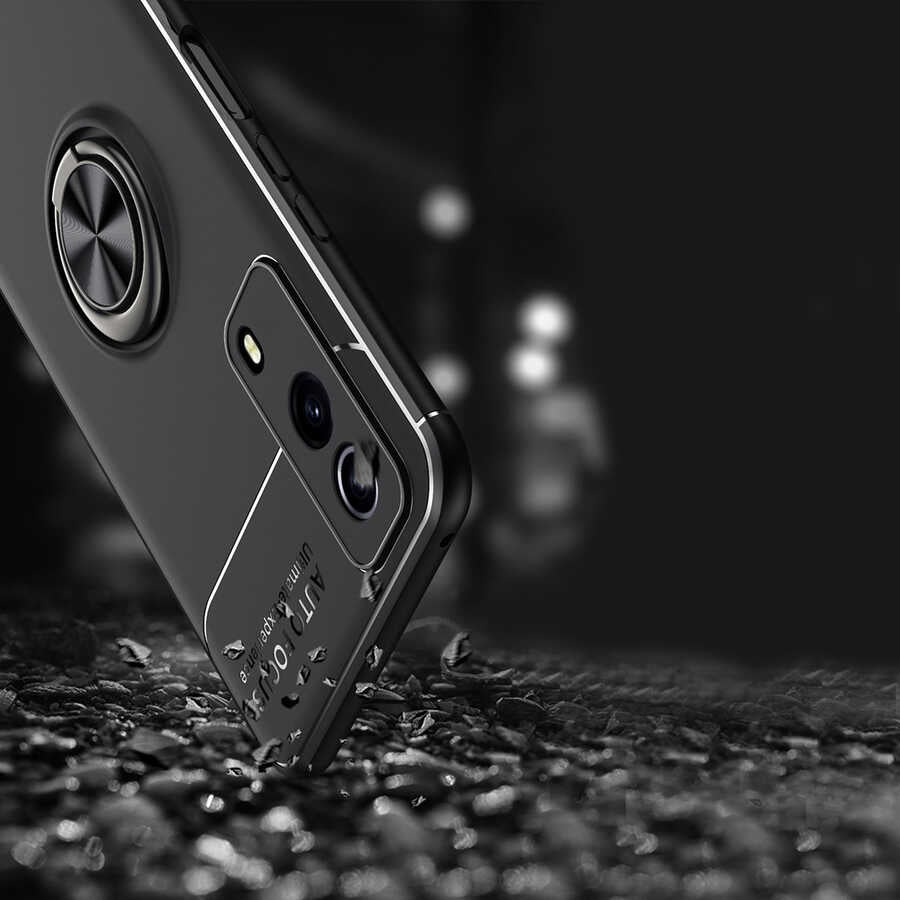 Vivo Y53S 4G Kılıf Zore Ravel Silikon Kapak Siyah-Kırmızı